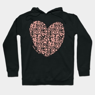 Pastel Red Rick Astley Rickroll QR Code Heart Art Hoodie